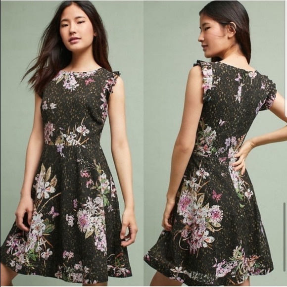 Anthropologie Black Floral Dress - Nevaeh - Size 2 - Picture 1 of 5